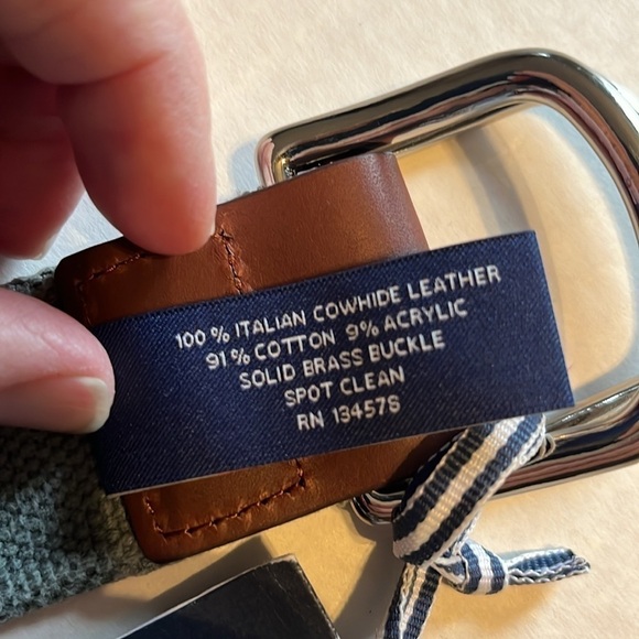 NWT-vineyard vines-S-green-solid canvas solid brass buckle, club belt. - Picture 6 of 7